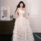 Sweetheart Lace Tiered Tulle Bridal Gown, Sheer Corset Wedding Dress  NV7296