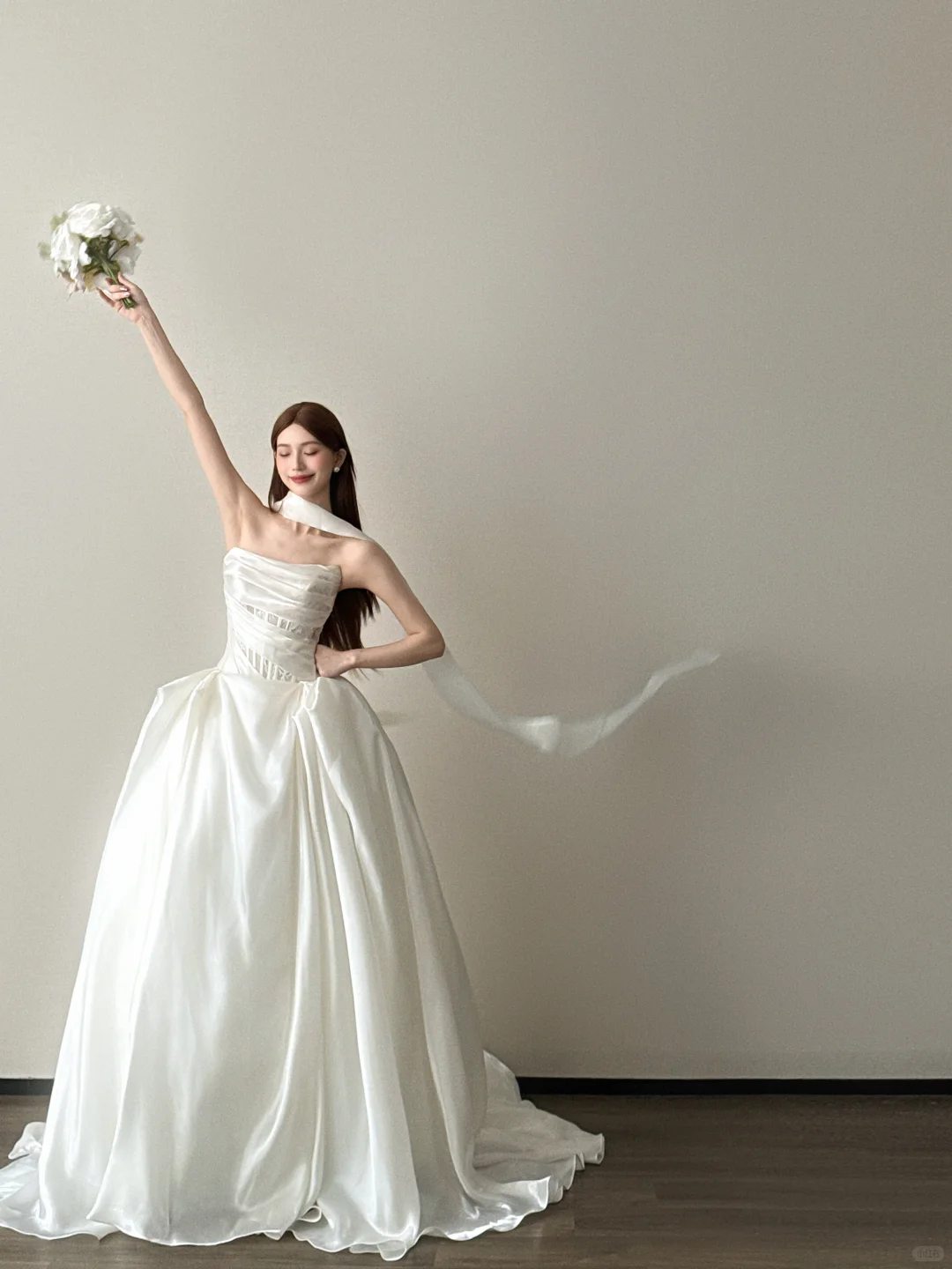 Strapless Satin Wedding Dress Cutout Corset A Line Bridal Gown  NV7114
