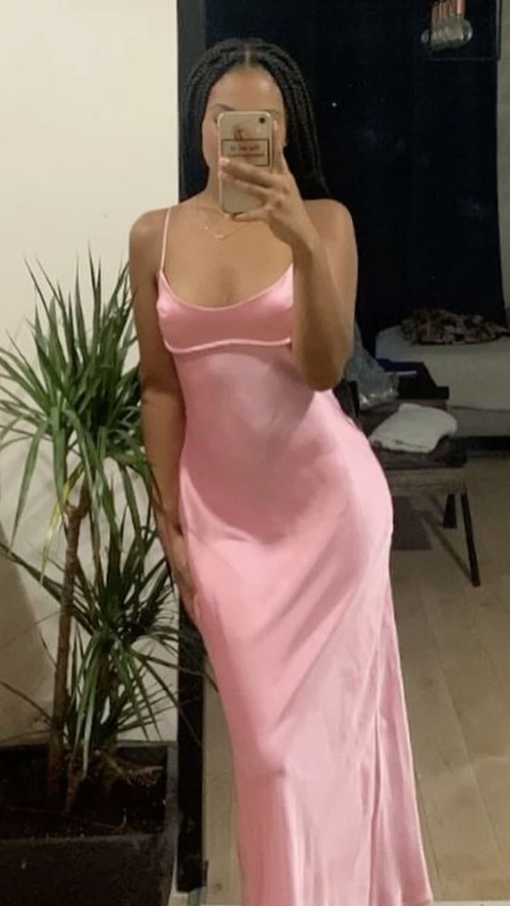 🌷Robe de soirée longue en satin rose clair, élégante et charmante, robe de soirée, robe de bal nv3993