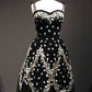 NiceVestidos-Black Floral Satin Short Formal Homecoming Dress Hoco Gown nv5502