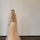 Champagne Nude Strapless Prom Gown Gold Sequin Embroidery Sparkle Tulle A Line Evening Dress  NV7152