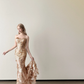 Strapless Champagne Gold Mermaid Prom Dress 3D Floral Sequin Gown  NV7120