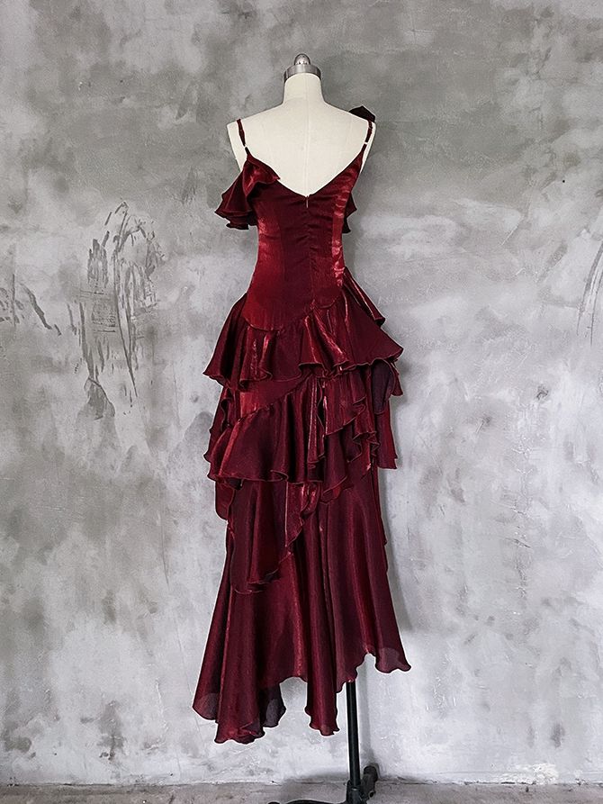 Belle robe de bal sirène longue et élégante en satin rouge nv4819