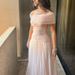 Pink exquisite pearl beading beaded long tulle elegant ball gown evening dress nv2954