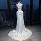 Strapless Sweetheart White Satin Mermaid Gown Rhinestone Pearl Chain Draped Wedding Prom Dress  NV7025