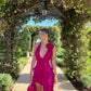 Rosa Mode Elegant Chiffon Kurze Rüschen Urlaub Party Kleid nv3877