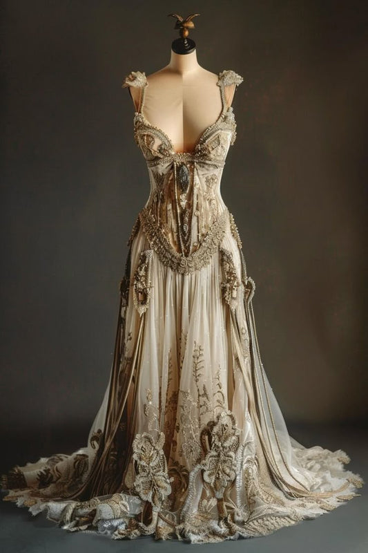 Robe de soirée longue en tulle, élégante et dorée, style rétro, avec appliques florales, en dentelle exquise, coupe trapèze, longueur au sol, robe de bal, robe de mariée, nv3836