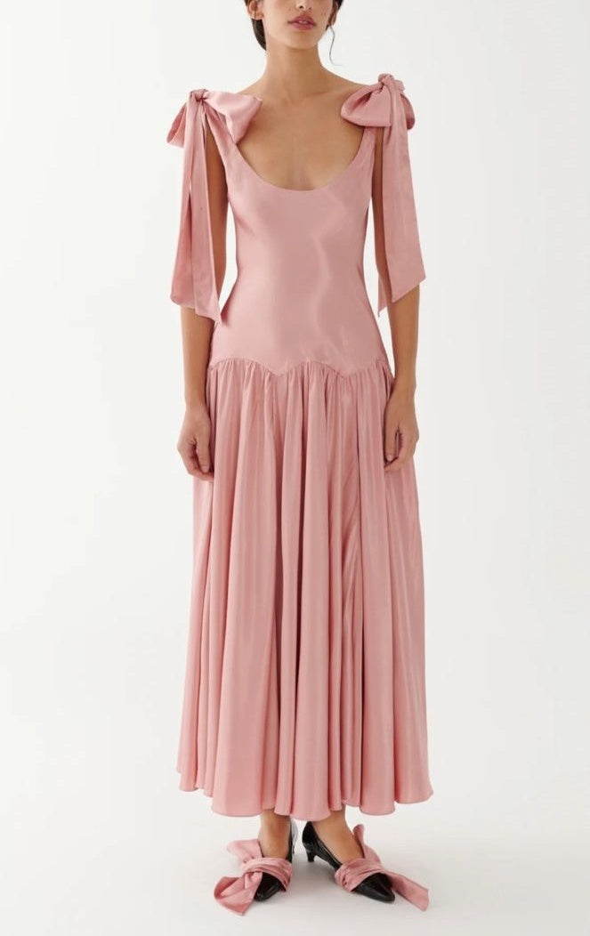 Pink Lazy Fashion Elegant Square Neck Spaghetti Straps Long Satin Ball Gown Evening Gown Wedding Guest Party Dress Prom Gown nv4027