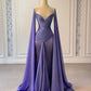 Blue Fashion Ruffle Elegant Long Satin Floor Length Rhinestone Strap Prom Dress Evening Dress Party Dress nv5119