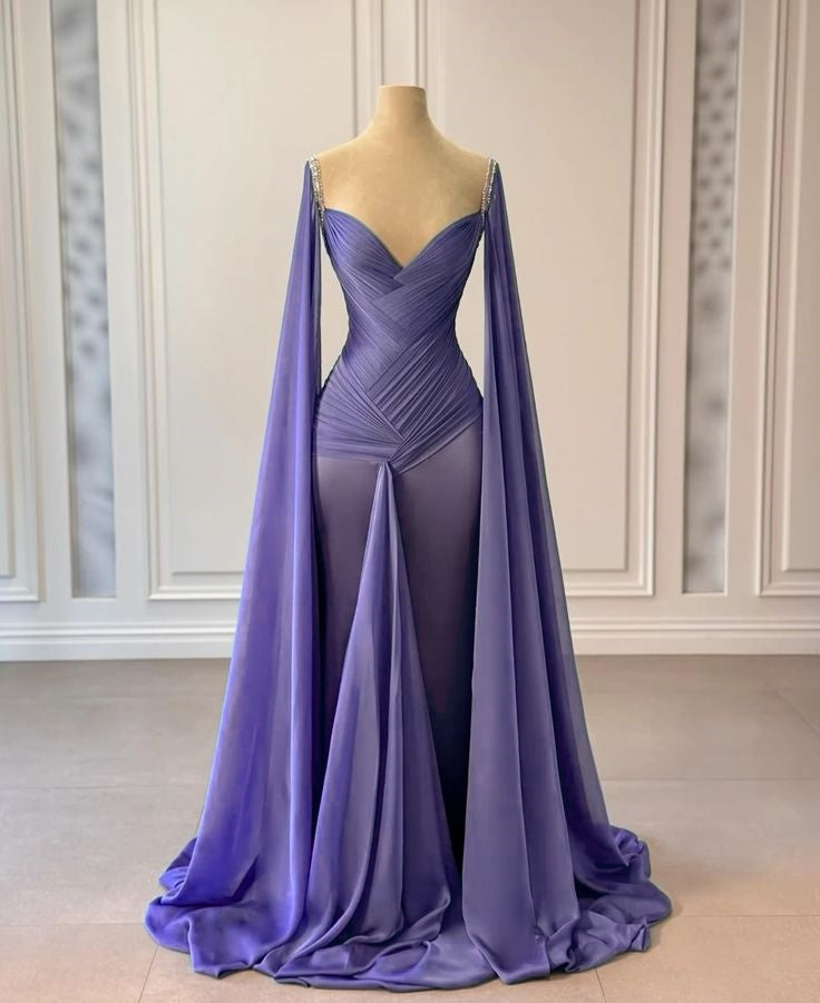 Blue Fashion Ruffle Elegant Long Satin Floor Length Rhinestone Strap Prom Dress Evening Dress Party Dress nv5119