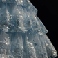 Ice Blue Spaghetti Straps Corset Short Prom Dress 3D Floral Sequin Lace Tiered Ruffle Tulle Mini Formal Gown  NV6890