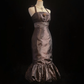 Halter Bronze Vintage Midi Prom Dress Shiny Taffeta 3D Fabric Rose Ruffled Mermaid Hem Formal Gown  NV6897
