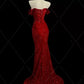 Elegantes Meerjungfrau-Abendkleid mit Herzausschnitt und Schlitz in Rot mit Pailletten, lang, Ballkleid nv4151