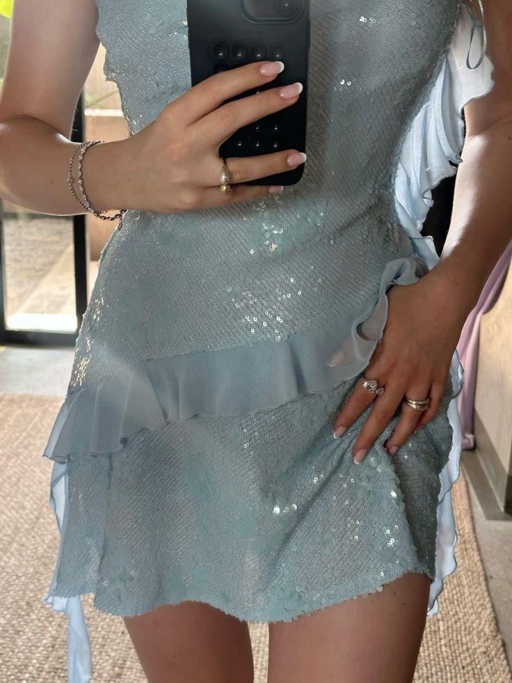 Blue Fashion Shiny Long Sequin Homecoming Dress Party Gown nv4803