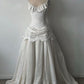 White Strapless Ruched Lace Panel High-Waist Gown NV6253