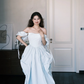 Light Blue Off Shoulder Detachable Puff Sleeve Prom Ball Gown  NV7372