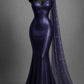 Robe de soirée sirène en satin brillant violet à décolleté en cœur, longueur au sol, moulante, longue, robe de bal, nv5123
