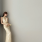 Halter Cowl Neck Mermaid Evening Dress Light Champagne Tulle Gown  NV7121
