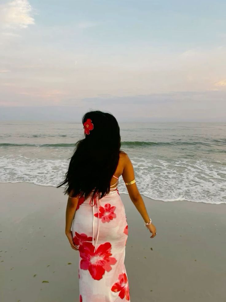 Rotes elegantes florales Spaghettiträger-Abendkleid mit langen Ärmeln, Strand-Partykleid, NV2801