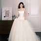 Strapless Satin Tulle Wedding Dress, Ivory Princess Bridal Ballgown  NV7291
