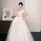 Puff Sleeve Lace Ballgown Wedding Dress Square Neck Bridal Gown  NV7267