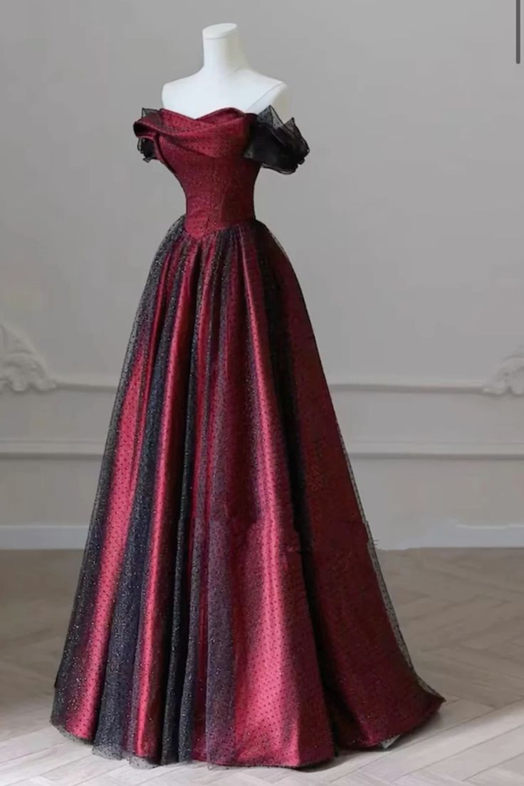 Burgunderrotes, schlichtes Meerjungfrauen-Abendkleid aus Satin und schwarzem Tüll, lang, Ballkleid, Abendkleid, Bankett-Outfit, nv2989