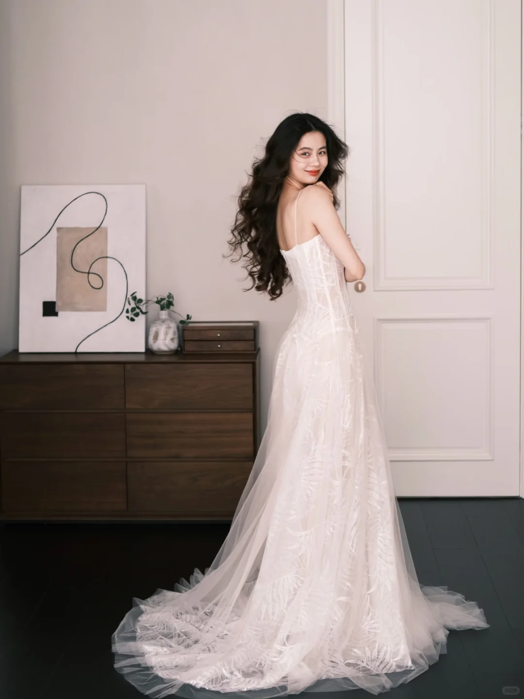 Square Neck Spaghetti Strap Embroidery A Line Wedding Dress Bridal Gown  NV7271