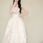 Champagne Strapless Bow Satin Ball Gown Prom Dress  NV7434