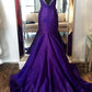 Lila Elegante Mode V-ausschnitt Exquisite Pailletten Lange Satin Boden-länge Schleppe Ballkleid Abendkleid Partykleid nv3633