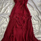 Burgundy Retro Elegant Exquisite Beaded Spaghetti Strap Chiffon Long Mermaid Ball Gown Evening Dress Party Dress nv3592
