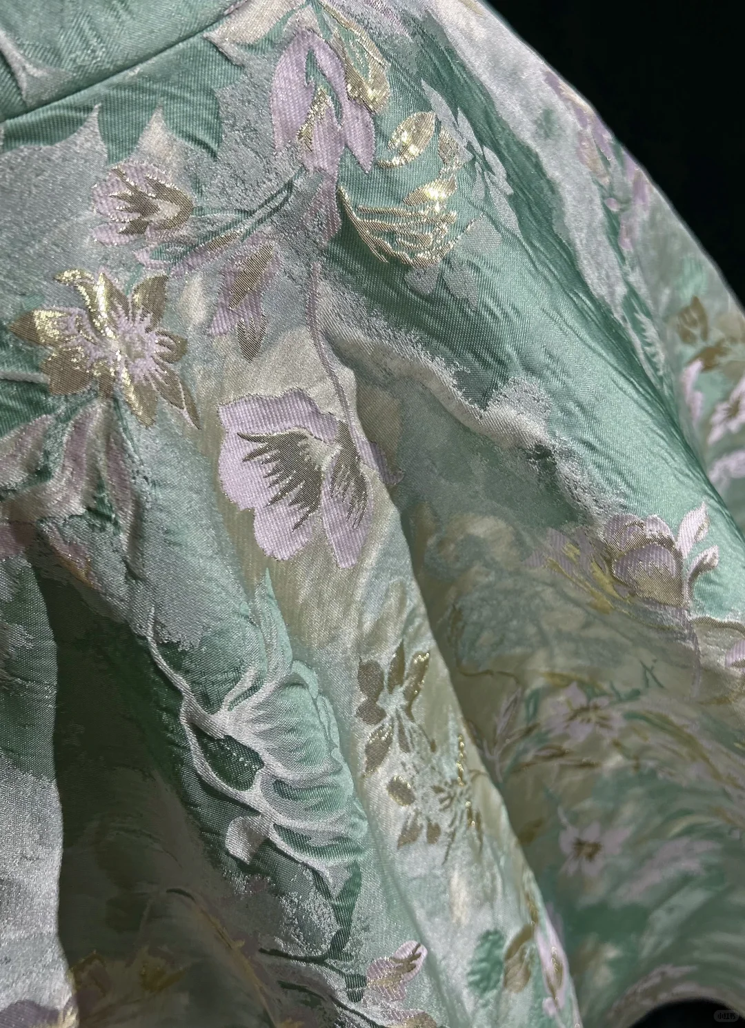 Off Shoulder Mint Green Vintage Prom Dress Floral Jacquard Satin Fit and Flare Tea Length Formal Gown  NV6906