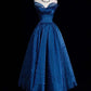 Royal Blue Sequin Off-the-shoulder Ball Gown: Starlight Decoration, Fitted Waist, Evening Fairy Maxi Dress NV6428