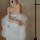 Silver Strapless Rhinestone Beaded Mermaid Evening Gown  NV7195