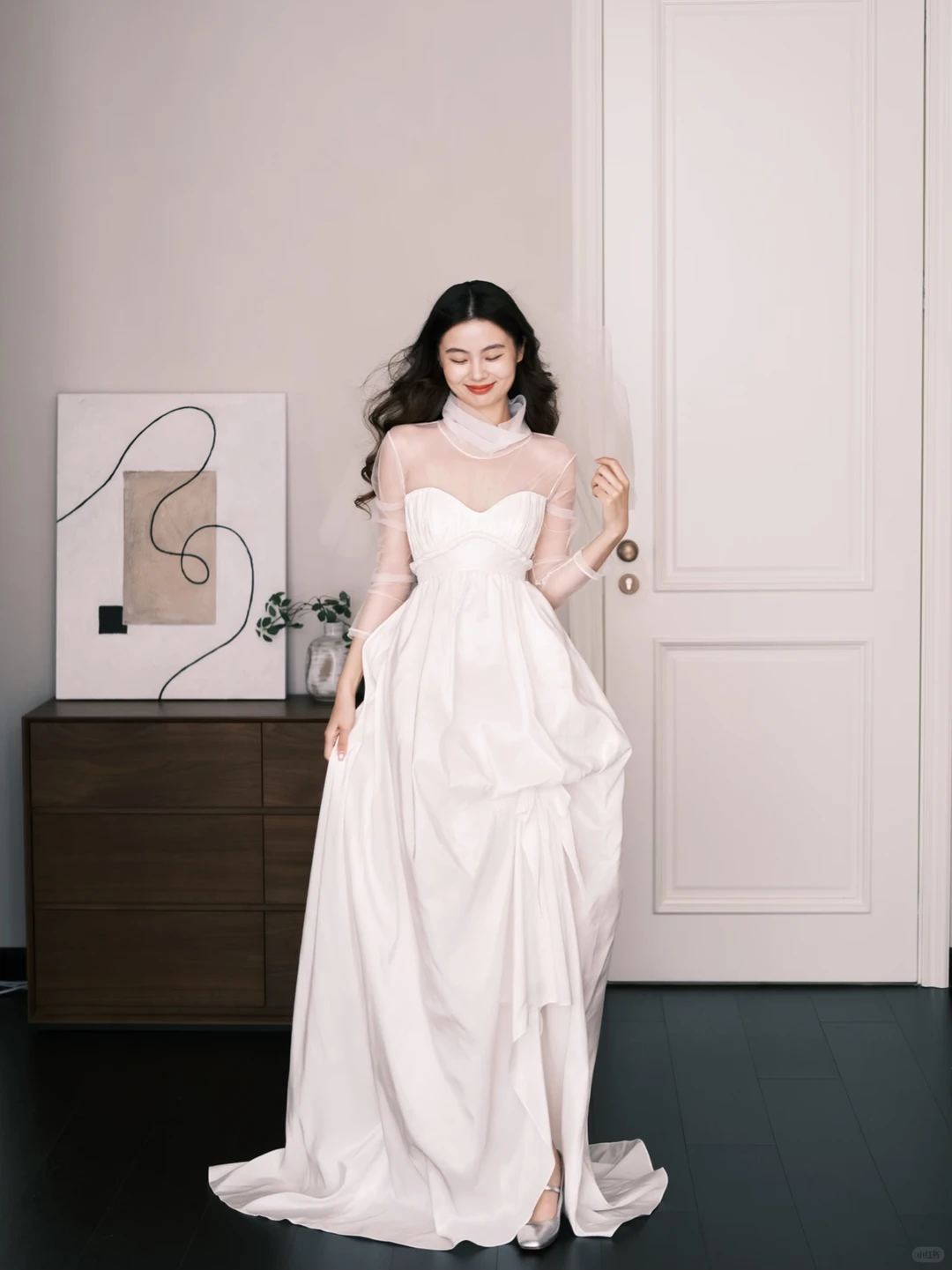Sweetheart Strapless Bridal Gown, High Waist Draped Flowy Wedding Dress  NV7261