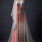 Rosa wunderschöne Retro-Farbverlauf Mode eine Schulter elegante Blumenapplikation A-Linie lange Tüll bodenlangen Abendkleid Ballkleid nv3831