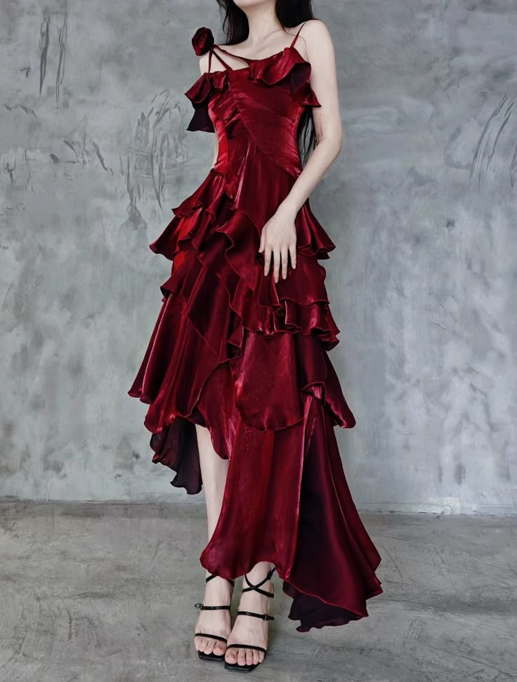 Belle robe de bal sirène longue et élégante en satin rouge nv4819