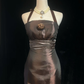Halter Bronze Vintage Midi Prom Dress Shiny Taffeta 3D Fabric Rose Ruffled Mermaid Hem Formal Gown  NV6897