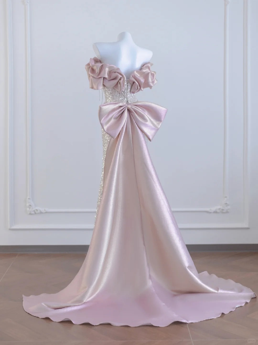 Silver pink fashion exquisite beaded sequins long prom dress evening dress party dress nv4725