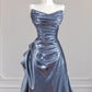 Silver-gray fashionable long satin Prom Dress evening dress nv4963