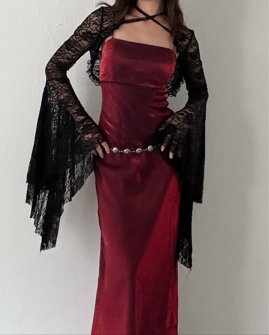 NiceVestidos--Burgundy Retro Long Satin Prom Dress Homecoming Dress Fairy Dress Nv5589