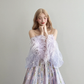 Ombre Pink Purple Feather Prom Gown Strapless Sweetheart Rhinestone Formal Dress  NV7164