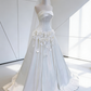 White, Pristine, Long, Forest-Inspired Wedding Dress, Simple And Elegant Bridal Gown. NV6814