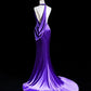 Purple Simple Elegant Satin Long Prom Dress Evening Gown Party Dress nv4256