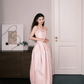 Light Pink Strapless Bubble Prom Dress 3D Floral Evening Gown  NV7214