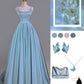 Blue long satin ball gown evening dress party dress nv4861