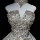 Champagne Gold Heavy Beaded Lace Ball Gown Strapless Vintage Wedding Prom Dress  NV7075
