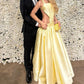 Yellow fashion halter waist long backless bow elegant prom dress evening dress party dress nv4682