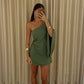 Grass green stylish chic one shoulder off shoulder short homecoming dress party dress birthday dress nv2127