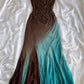 NiceVestidos--Mint chocolate blue and brown exquisite beaded suspenders long chiffon fashion gradient prom dress NV5675