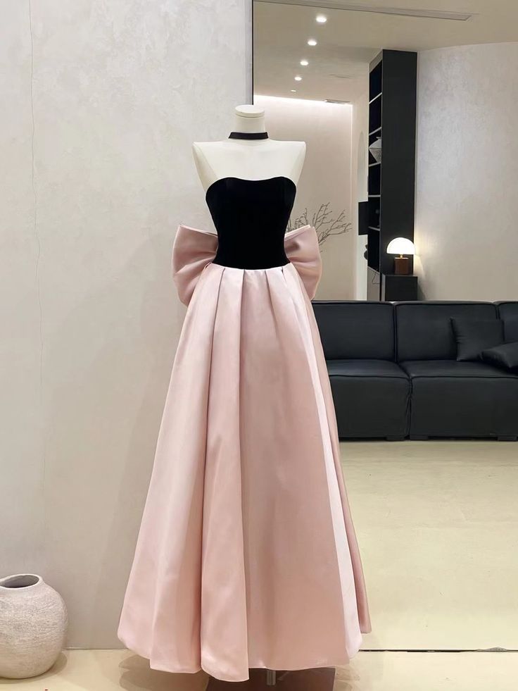 Rosa Mode Lange Satin Ballkleid Abendkleid Partykleid nv4866